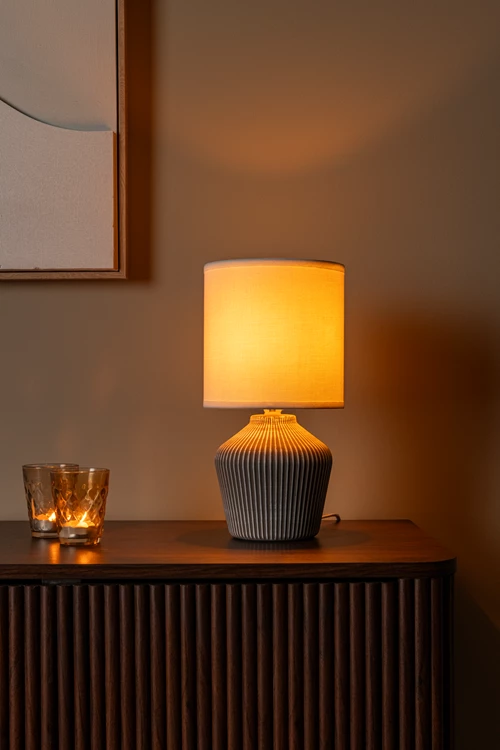 Lucide FILIZ - Table lamp - Ø 16 cm - 1xE14 - Taupe - Essential - atmosphere 1